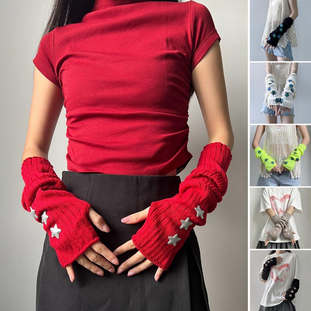Fingerless Glove Knit - Damskie jesienno-zimowe ciepłe rękawiczki bez palców