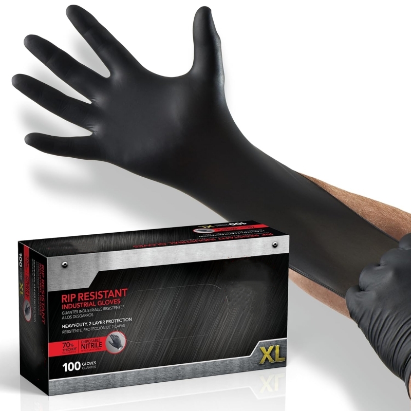 Nitrile Mechanic Glove - 100 SZTUK Czarne Rękawice Nitrylowe Jednorazowe